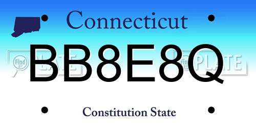 BB8E8Q Connecticut License Plate