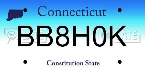 BB8H0K Connecticut License Plate