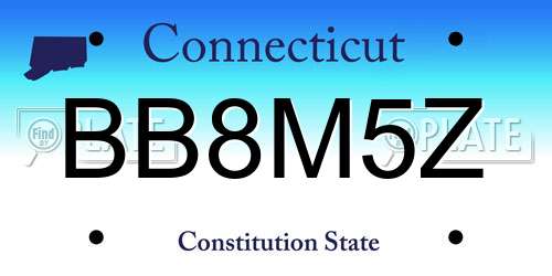 BB8M5Z Connecticut License Plate