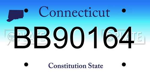 BB90164 Connecticut License Plate