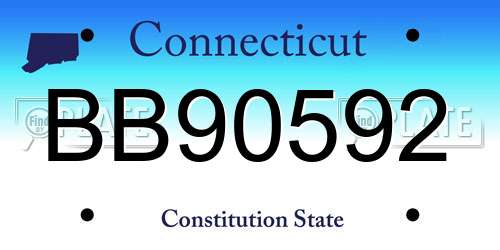 BB90592 Connecticut License Plate