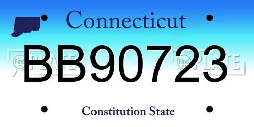 BB90723 Connecticut License Plate