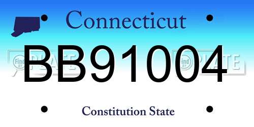 BB91004 Connecticut License Plate