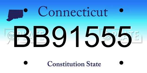 BB91555 Connecticut License Plate