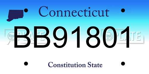 BB91801 Connecticut License Plate