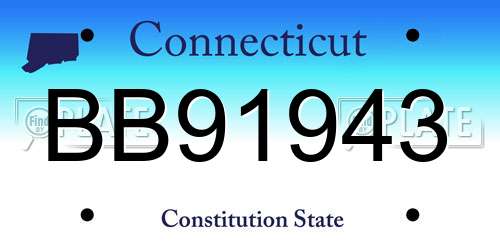 BB91943 Connecticut License Plate