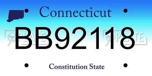 BB92118 Connecticut License Plate