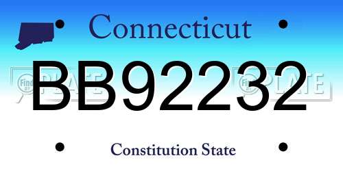 BB92232 Connecticut License Plate