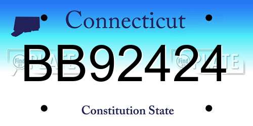BB92424 Connecticut License Plate
