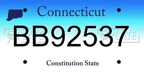 BB92537 Connecticut License Plate