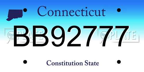 BB92777 Connecticut License Plate