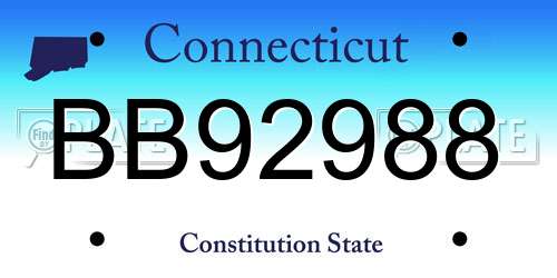 BB92988 Connecticut License Plate