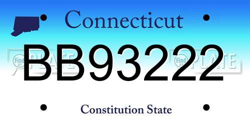 BB93222 Connecticut License Plate