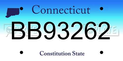 BB93262 Connecticut License Plate