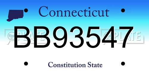 BB93547 Connecticut License Plate