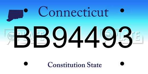 BB94493 Connecticut License Plate