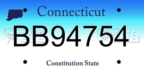 BB94754 Connecticut License Plate