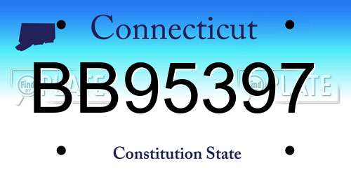 BB95397 Connecticut License Plate