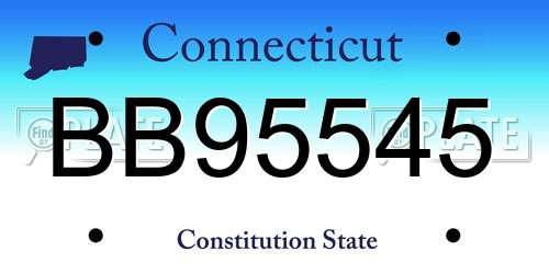 BB95545 Connecticut License Plate