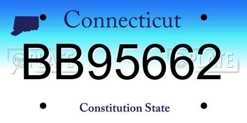 BB95662 Connecticut License Plate