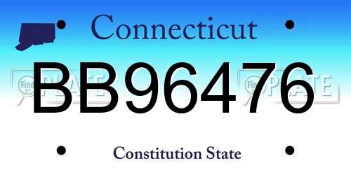 BB96476 Connecticut License Plate