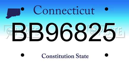 BB96825 Connecticut License Plate