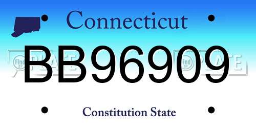BB96909 Connecticut License Plate