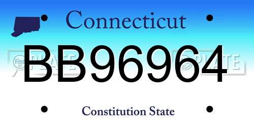 BB96964 Connecticut License Plate