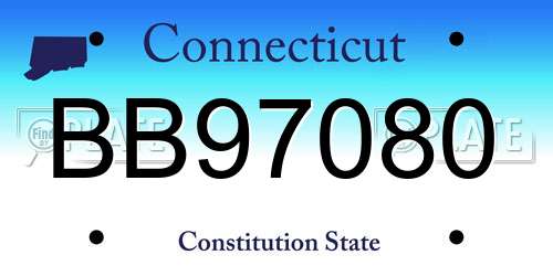BB97080 Connecticut License Plate