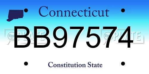 BB97574 Connecticut License Plate