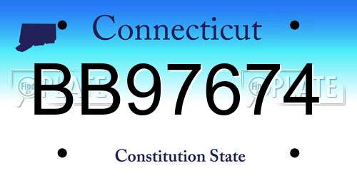 BB97674 Connecticut License Plate