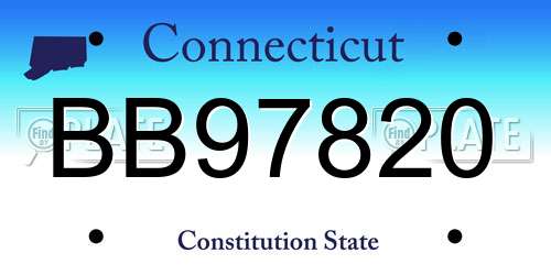 BB97820 Connecticut License Plate