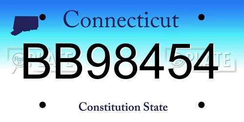 BB98454 Connecticut License Plate