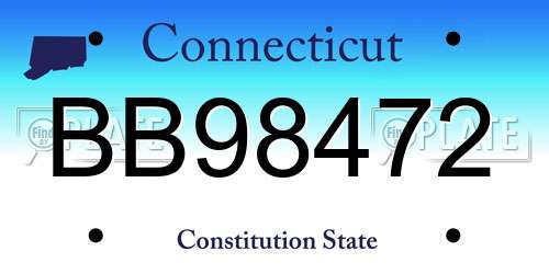BB98472 Connecticut License Plate