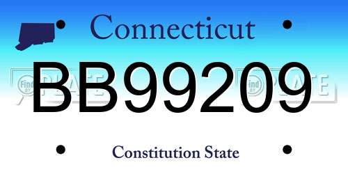 BB99209 Connecticut License Plate