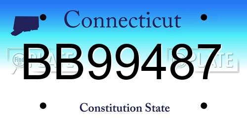 BB99487 Connecticut License Plate