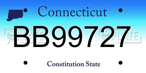 BB99727 Connecticut License Plate