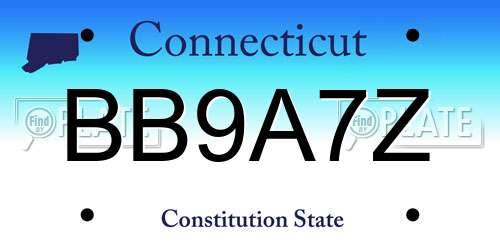 BB9A7Z Connecticut License Plate