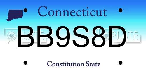 BB9S8D Connecticut License Plate