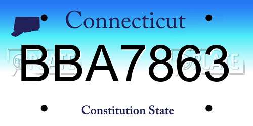 BBA7863 Connecticut License Plate