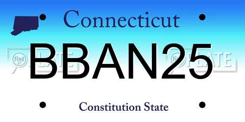 BBAN25 Connecticut License Plate