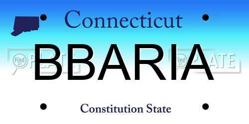 BBARIA Connecticut License Plate
