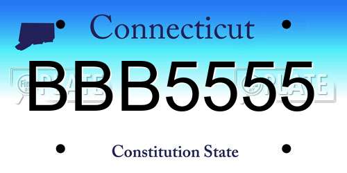 BBB5555 Connecticut License Plate