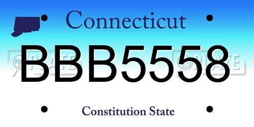 BBB5558 Connecticut License Plate