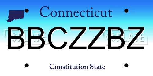 BBCZZBZ Connecticut License Plate
