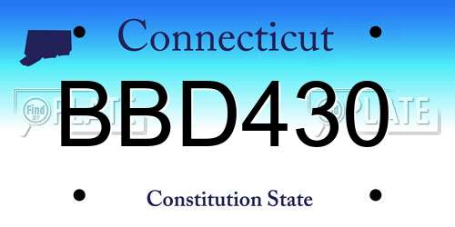 BBD430 Connecticut License Plate