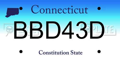 BBD43D Connecticut License Plate