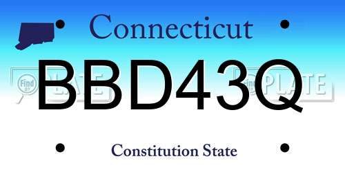 BBD43Q Connecticut License Plate
