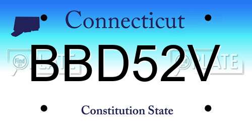 BBD52V Connecticut License Plate