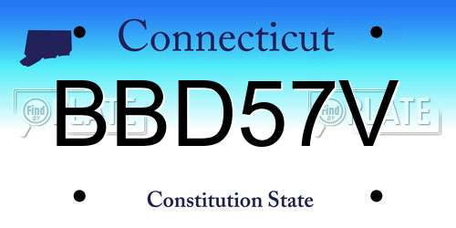 BBD57V Connecticut License Plate